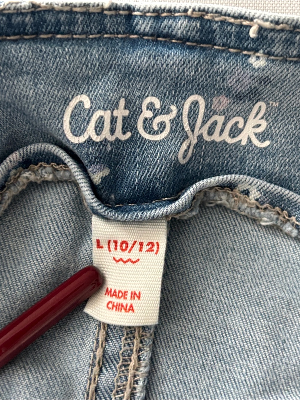 Cat & Jack Light Blue Denim Dress with Subtle White Print kids size L (10/12) - Picture 4 of 8